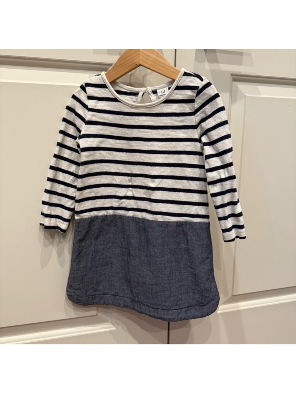 GAP Baby Striped dress in Navy and White